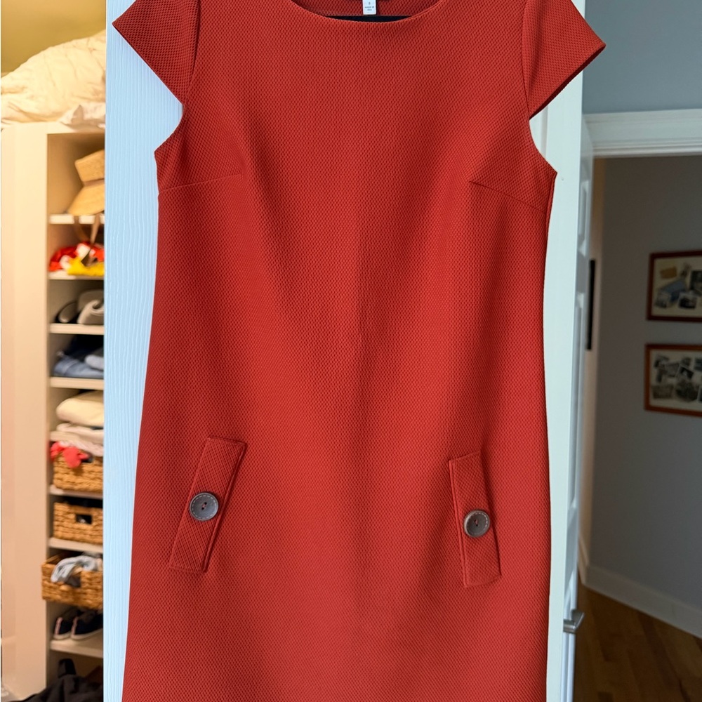 Gilli Mini Shift Dress in Terracotta Red